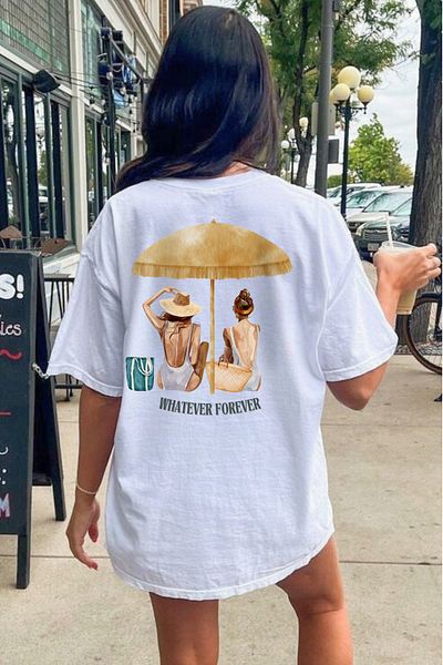 Le'sluette shadow of style Whatever Forever Printed Oversize 100% Cotton T-Shirt