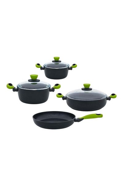Leggno Colorgy 7 Piece Set Deep Pot 20 cm 24 Cm, Shallow Pot Pan 26 cm Green