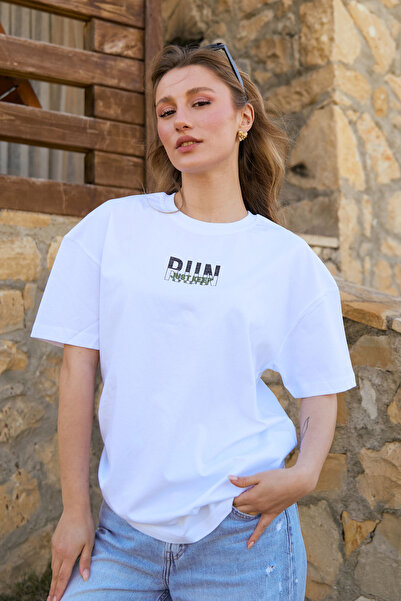 Velvoria Unisex oversized Λευκό μπλουζάκι για τρέξιμο