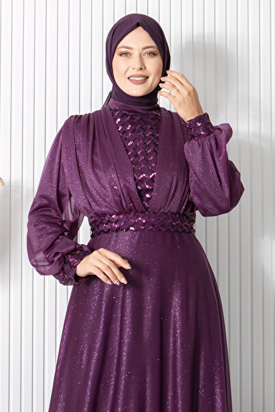 SUBU TASARIM Βραδινό φόρεμα Eda Μωβ TBS872