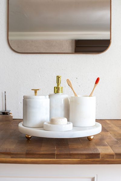 Akayev Marble White 5 Piece Ela Bathroom Set