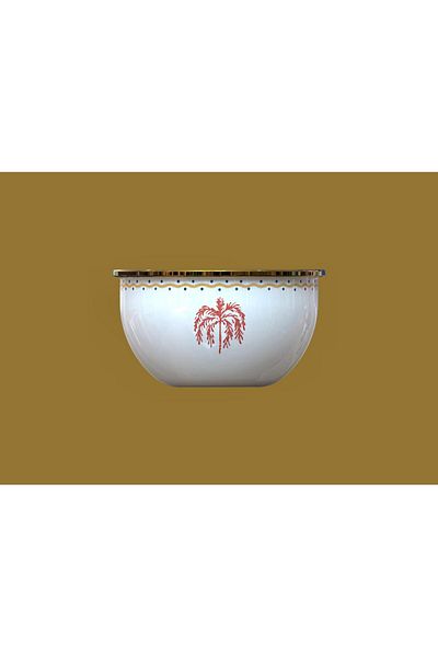 Savaşan Emaye 16 cm Enamel Round Bowl, Decorated, Gold Armor Coated