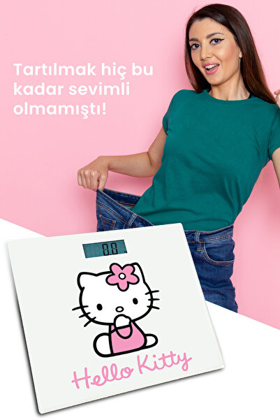 Hello Kitty Hello Kity Hk-b90018 Dijital Geniş Ekranlı Temperli Cam Banyo Baskül Tartı