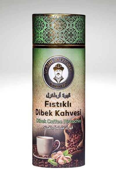 Tarihi Ertuğrul Kahvesi Dibek Coffee Cylinder Box with Pistachio 1000 G