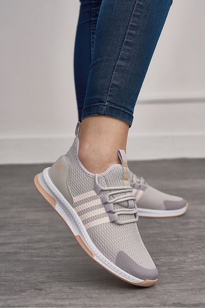 Allyup Adidași casual gri - Pulbere respirabilă pentru tricotaje Pantofi sport ușori de mers cu șireturi
