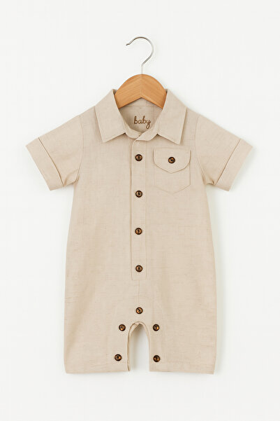 Baby Fou İnce Keten Tulum Bej