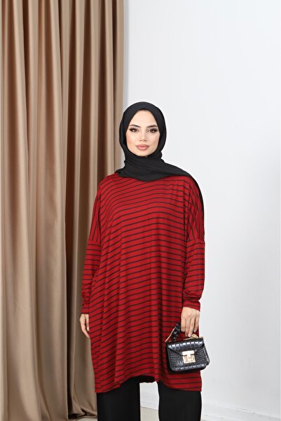 NİSUM MODA Striped Combed Tunic