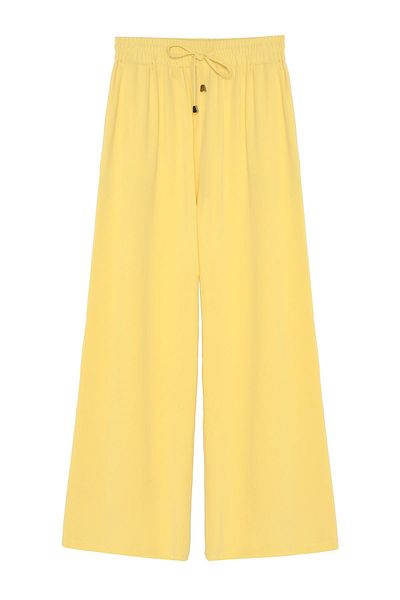 Quzu Wide Leg Trousers with Elastic Waist