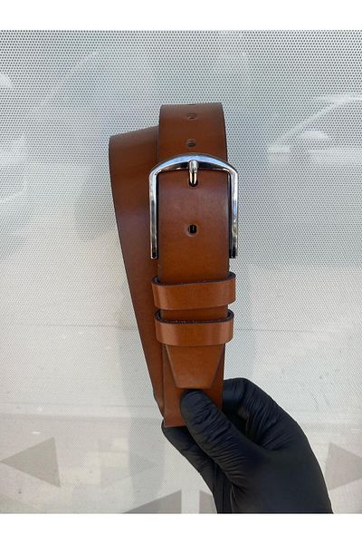 Gesa Men's Faux Leather Sports Tan Belt 4 cm