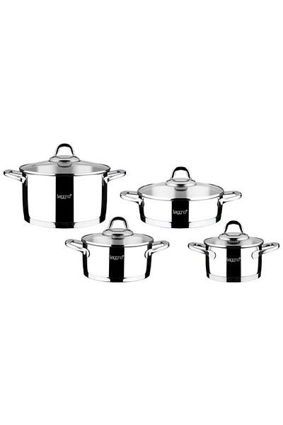 Leggno Unique 8-Piece Steel Cookware Set with Strainer