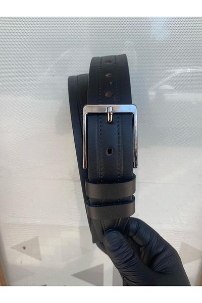 Gesa Men's Faux Leather Sports Black Pattern Belt 4 cm