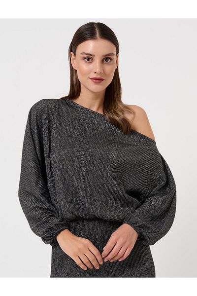 Jimmy Key Černá pletená halenka s volným střihem a dlouhým rukávem