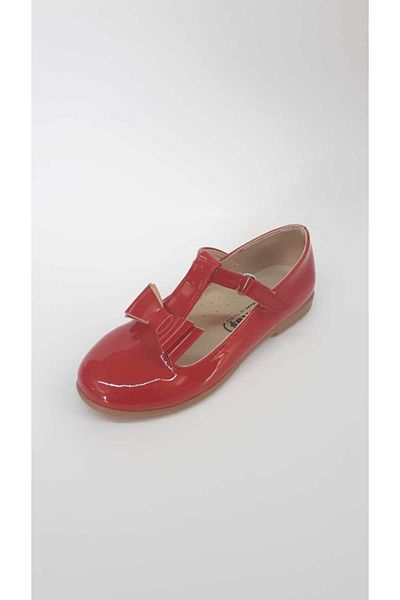 AKTAŞ ORTOPEDİ Girl's Poled Bottom Bow Tie Red Patent Leather Orthopedic Ballerina Shoes