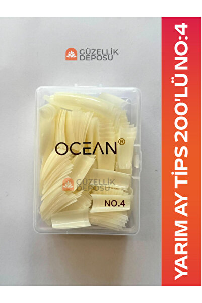 Güzellik Deposu Ocean Yarım Ay Tips Tek Numara No:4 200'lü Protez Tırnak Tips