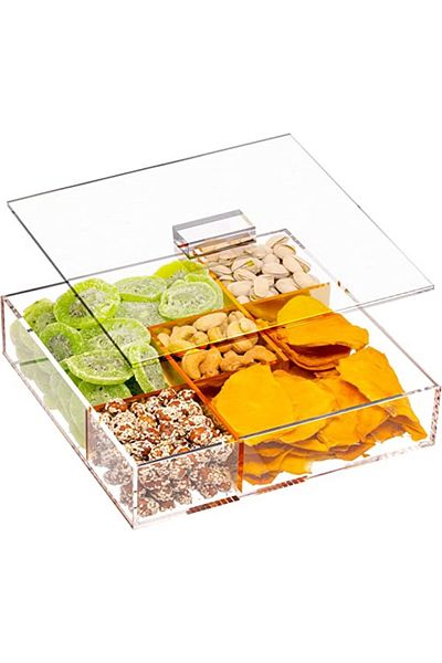 SMARTPOINTS Snack Serving Tray with Lid - Divided Appetizer Serving Tray Set