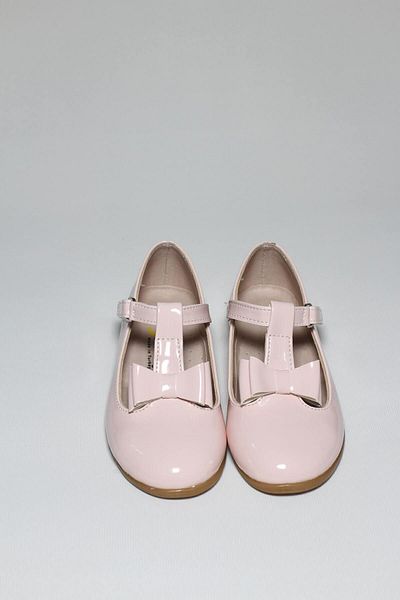 AKTAŞ ORTOPEDİ Girl's Poled Bottom Bow Tie Bowtie Powder Patent Leather Orthopedic Ballerina Shoes
