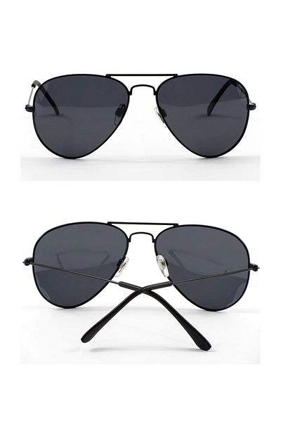 Di Caprio Men's Black Drop Model Polarized Glass Sunglasses
