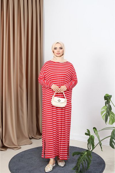 NİSUM MODA Dress with Striped Side Slit Detail