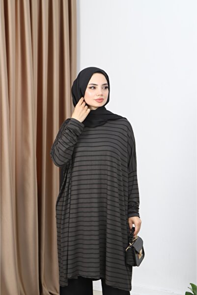 NİSUM MODA Striped Combed Tunic