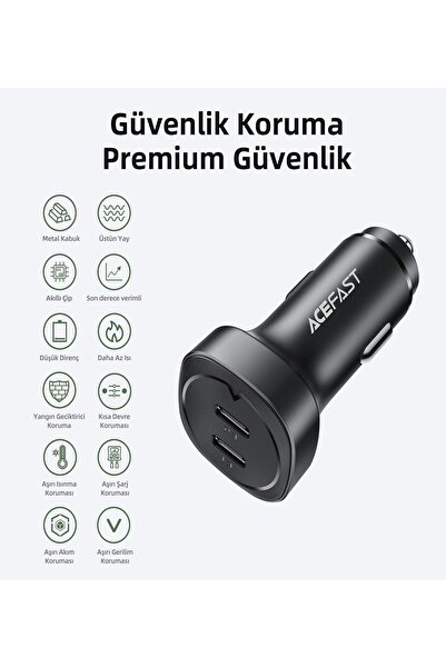Acefast 72W 2C Metal Araç Şarj Cihazı- B2