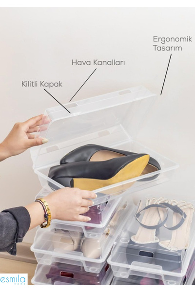 ESMİLA 20 li Set Kadın Erkek Ayakkabı Kutusu -10 Adet Kadın 10 Adet Erkek - Ayakkabı Düzenleyici Kutu