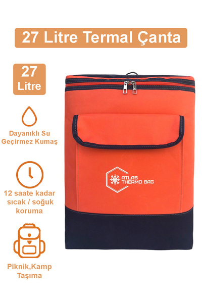 Wallery Bags 27 Litre Isı Yalıtımlı Sırt Çantası Piknik Kamp Plaj Termos Sıca...