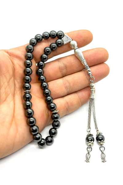 Doğaltaş هدية مسبحة حجر الهيماتيت الطبيعي - 8 ملم - حجر طبيعي ذو تأثير التركيز