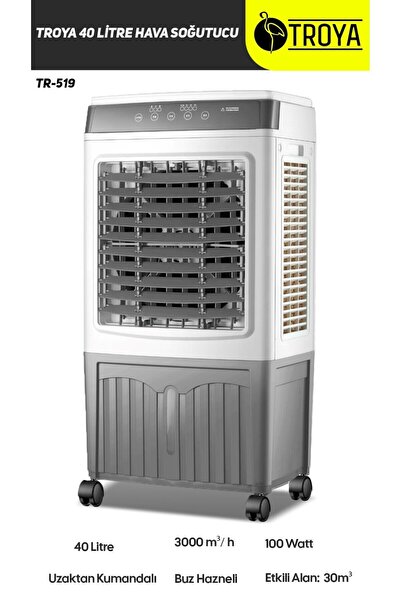 TROYA TR-519 Kule Tipi Kumandalı 40 Litre Su ve Buz Hazneli Hava Soğutucu, Sulu Vantilatör