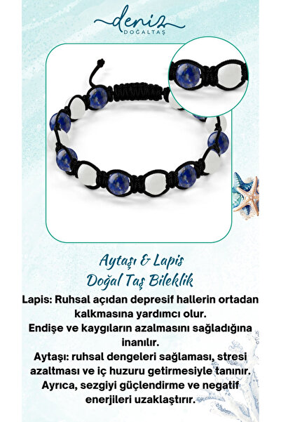 Deniz Doğal Taş Sertifikalı Ay Taşı ,lapis Kasımpaşa Spor Doğaltaş Bileklik