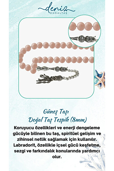 Deniz Doğal Taş Mărgele de rugăciune din piatră solară naturală certificată c...