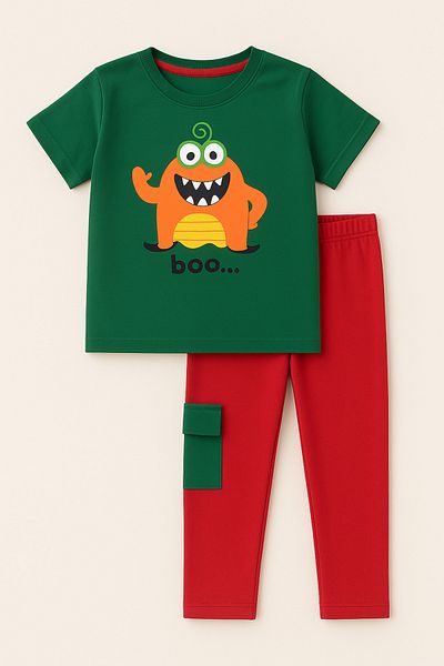 Ropi Boy's Printed Summer Top and Bottom Set
