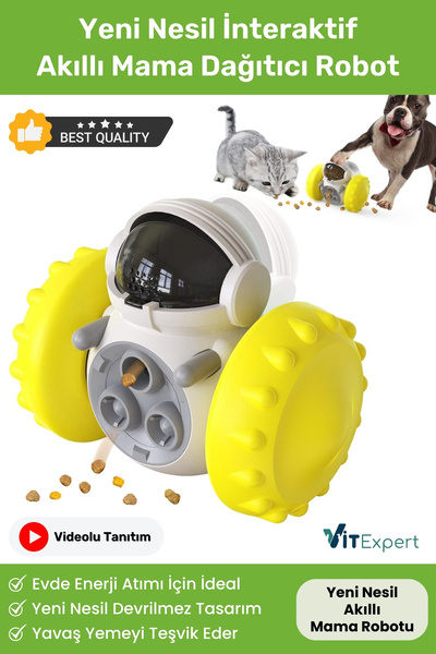 Vitexpert Yeni Nesil Köpek İnteraktif Mama Dağıtıcı Oyun Topu Mama Saklamalı Otomatik Ödül Maması Atıcı Robot