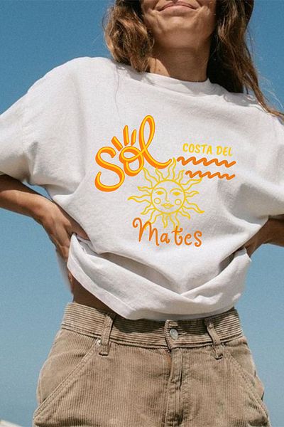Le'sluette shadow of style Sun Printed 100% Cotton Oversize T-Shirt