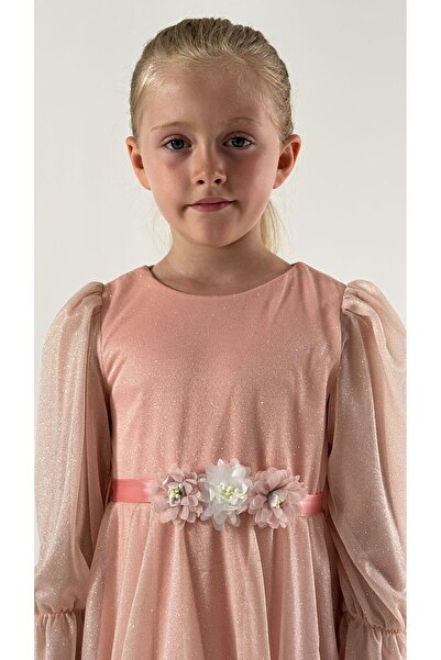 DFN Long Sleeve Layered Tulle Skirt Evening Dress