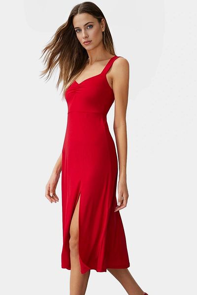 PayBuy A Line Sweetheart Neckline Midi Knitted Dress 96% Polyester Zarifane Design for Summer Casual Use