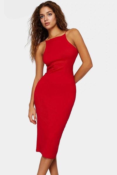 PayBuy Midi Length Halter Neckline Dress Cotton Stretchy Knitted Summer Good Quality Workmanship Distinguished Material