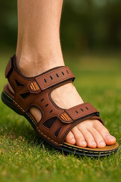 İmerShoes Мъжки ежедневни сандали с дебела ортопедична подметка и велкро, обувки тип „морски басейн“ 5201