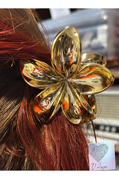 Darya Dd339 Gold Lotus Flower Shiny Acrylic Women's Latch Buckle 8 cm