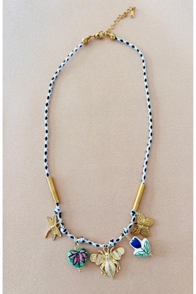 Markiz Takı Green Heart Bee Detail Necklace