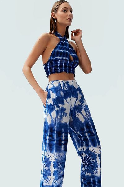 PayBuy Summer Beach Suit Cotton Blouse Pants Halter Neck Patterned Comfortable Use