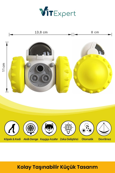 Vitexpert Yeni Nesil Köpek İnteraktif Mama Dağıtıcı Oyun Topu Mama Saklamalı Otomatik Ödül Maması Atıcı Robot
