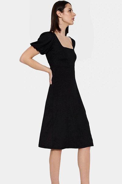 PayBuy Stylish Midi Knitted Dress Balloon Sleeve a Line Casual Carefully Selected Distinguished Material Trend Design