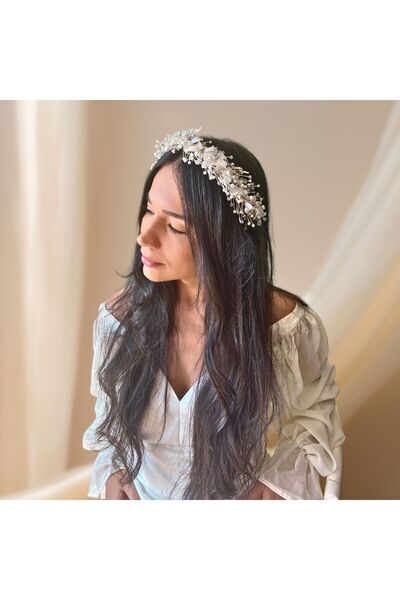 Lily and Bride إكسسوار شعر الزفاف والخطوبة والزفاف من اللؤلؤ واللؤلؤ والزهور،...