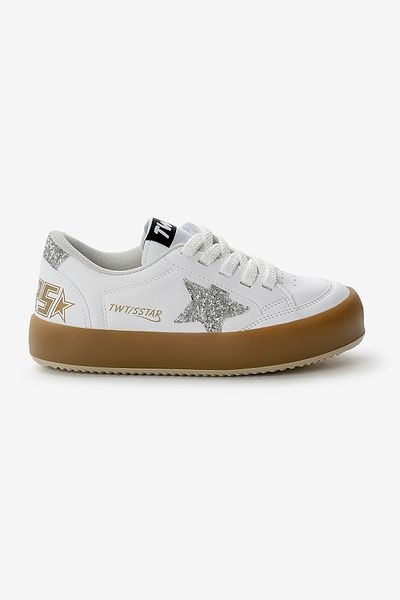 Tonny Black Pantofi sport pentru copii, unisex, alb, argintiu, cu talpă termică, cu șireturi și velcro
