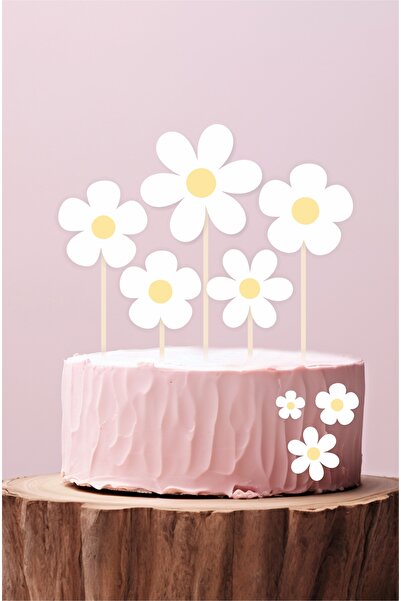 neşeli günlerim Papatya Temalı Doğum Günü Kürdanlı Pasta Süsü