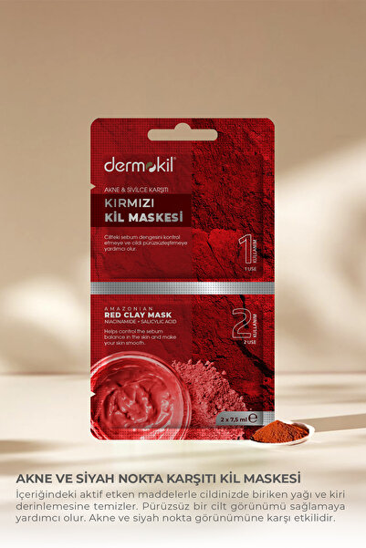 Dermokil Kırmızı Kil Maskesi (Akne & Karşıtı) 2* 7.5 ml