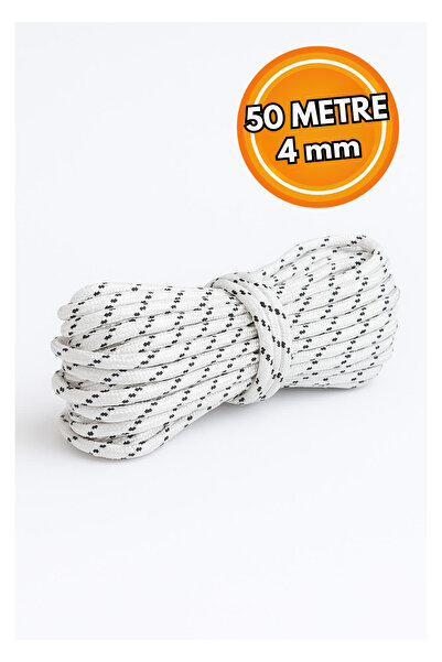 AKARSU HALAT Dayanıklı Çift Örgülü Çok Amaçlı İskota Halat - 50 MT 4MM - iP - Çekme - Bağlama - Kamp - Marin