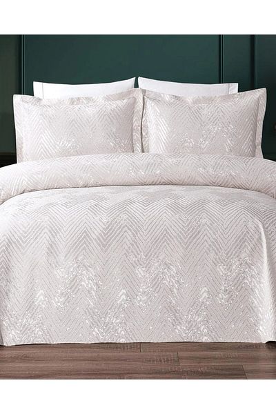 Faiend Double Jacquard Modern Bedspread - Chenille Design, Cream Color
