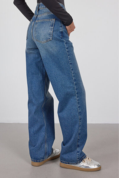 Addax Yüksek Bel Wide Leg Jean Pantolon PN8665-PNK