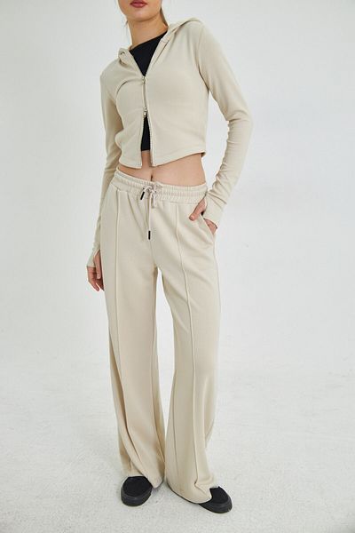 The Champ Clothing Pantaloni de damă cu picioare largi, croiți la comandă, din țesătură modal